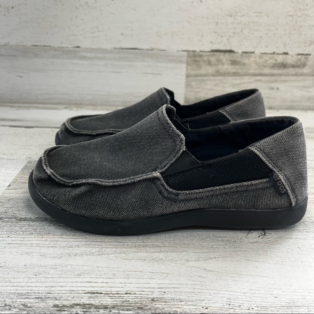 CROCS Santa Cruz Grey Canvas Kids Shoes Size 2 Junior